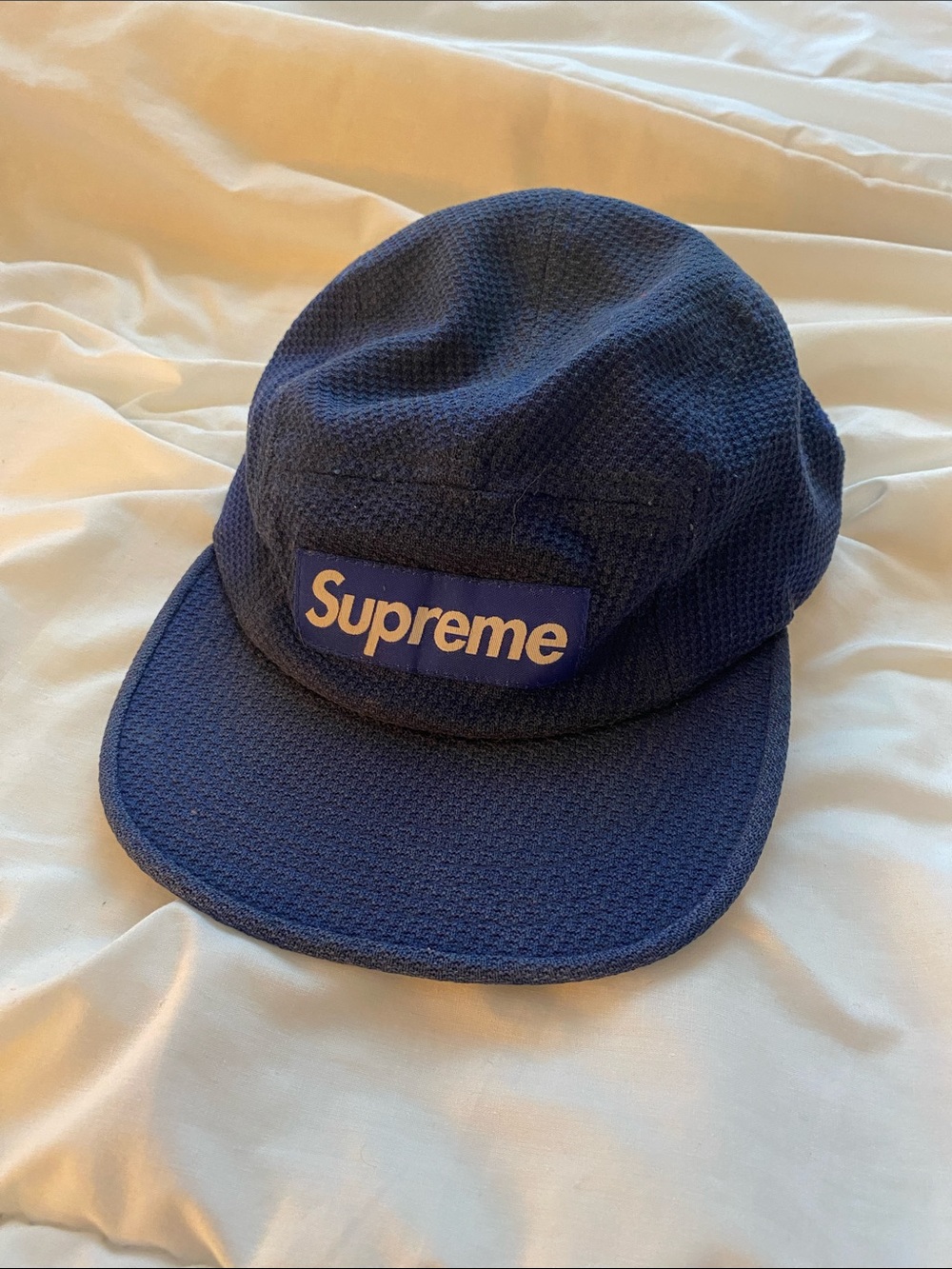 Supreme Navy Blue Box Logo Camp Cap